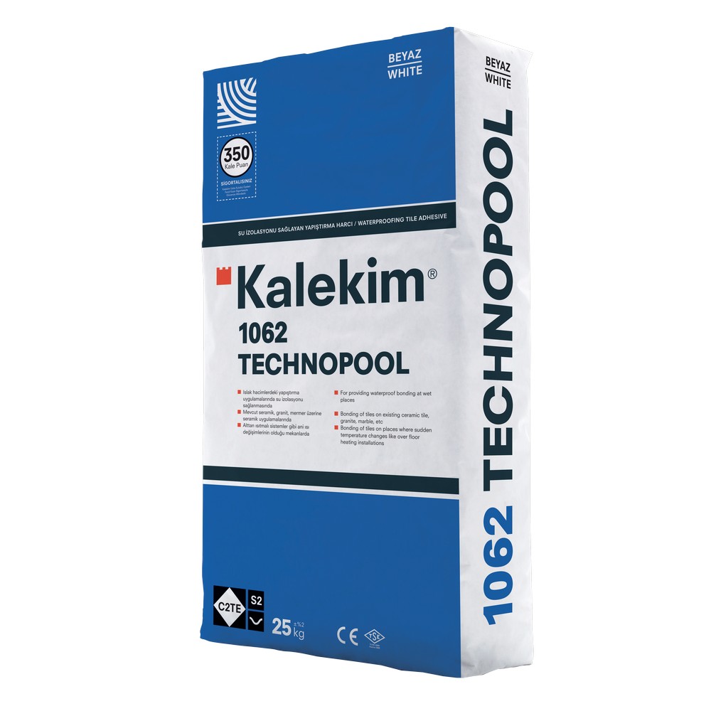 Клей для плитки з гідроізолюючими властивостями Kalekim Technopool 1062, C2TE S2 (25 кг) 1 Клей для плитки з гідроізолюючими властивостями Kalekim Technopool 1062, C2TE S2 (25 кг)