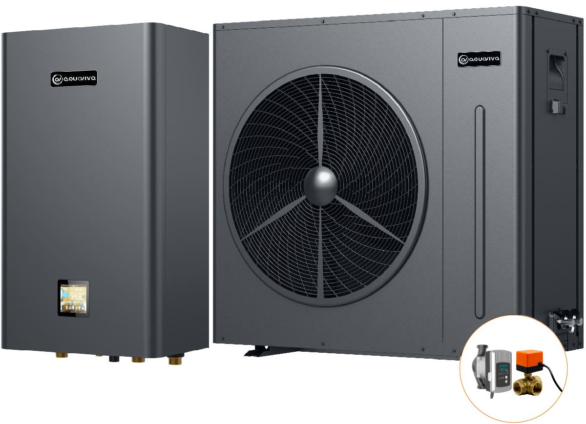 Інверторний тепловий насос для дому Aquaviva Plus 9 (9.02 кВт), циркуляційний насос + триходовий клапан 1 Інверторний тепловий насос для дому Aquaviva Plus 9 (9.02 кВт), циркуляційний насос + триходовий клапан