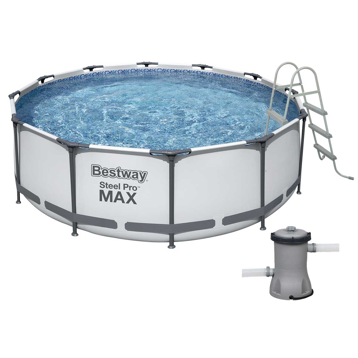 Каркасний басейн Bestway 56418 (366х100 см) з картриджним фільтром та драбиною 1 Каркасний басейн Bestway 56418 (366х100 см) з картриджним фільтром та драбиною