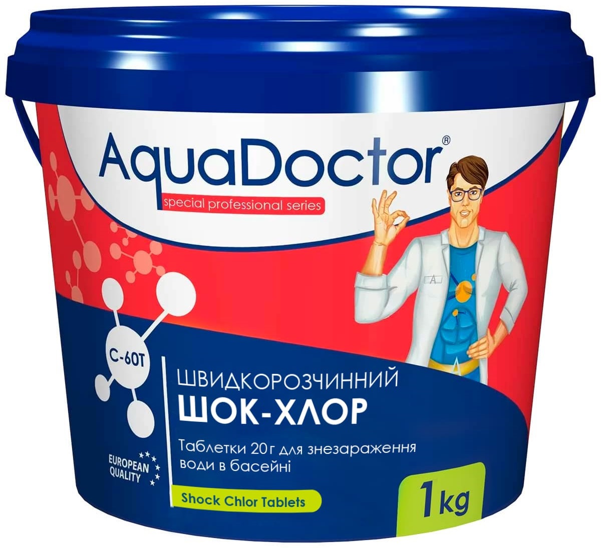 Шок-хлор для басейну AquaDoctor C-60T 1 кг в таблетках 1 Шок-хлор для басейну AquaDoctor C-60T 1 кг в таблетках