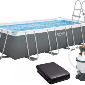 Каркасний басейн Bestway 56671 (488х244х122 см) з пісочним фільтром, драбиною та тентом