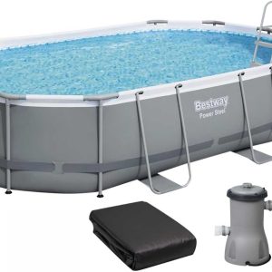Каркасний басейн Bestway 56448 Power Steel (488х305х107 см) з картриджним фільтром, драбиною та захисним тентом
