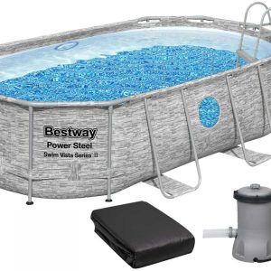 Каркасний басейн Bestway 56714 (427х250х100 см) з картриджним фільтром, драбиною і захисним тентом