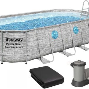 Каркасний басейн Bestway 56716 (549х274х122 см) з картриджним фільтром, драбиною та тентом