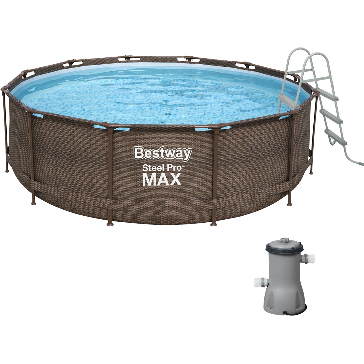 Каркасний басейн Bestway Ротанг 56709 (366х100 см) з картриджним фільтром та драбиною 1 Каркасний басейн Bestway Ротанг 56709 (366х100 см) з картриджним фільтром та драбиною