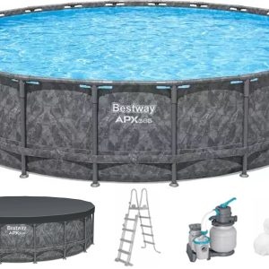 Каркасний басейн Bestway Grey 561KE (610х132 см) з пісочним фільтром, тентом та драбиною