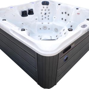 СПА-басейн Aquajoy Maldives (230х230х95 см), сріблясто-білий мармур, з динаміками та LED-підсвічуванням