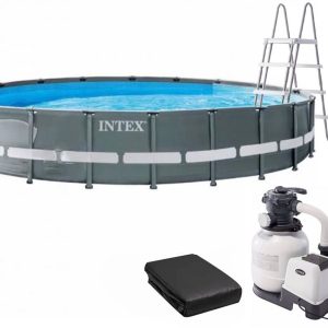 Каркасний басейн Intex 26334 ULTRA XTR (610х122 см) з пісочним фільтром, драбиною, підкладкою і тентом