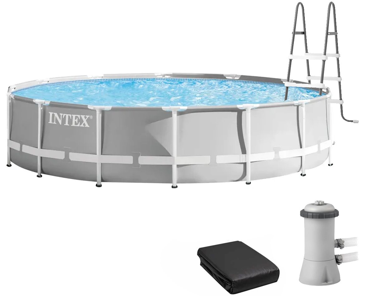 Каркасний басейн Intex 26724 (457х107 см) з картриджним фільтром, драбиною та тентом 1 Каркасний басейн Intex 26724 (457х107 см) з картриджним фільтром, драбиною та тентом