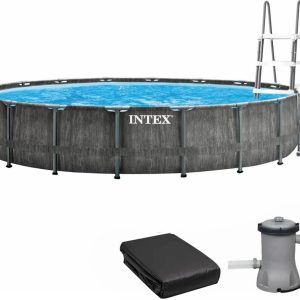 Каркасний басейн Intex 26744 GREYWOOD (549х122 см) з картриджним фільтром, драбиною та тентом