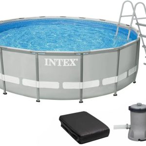 Каркасний басейн Intex 26756 Premium (610х132 см) з картриджним фільтром, драбиною, підкладкою і тентом
