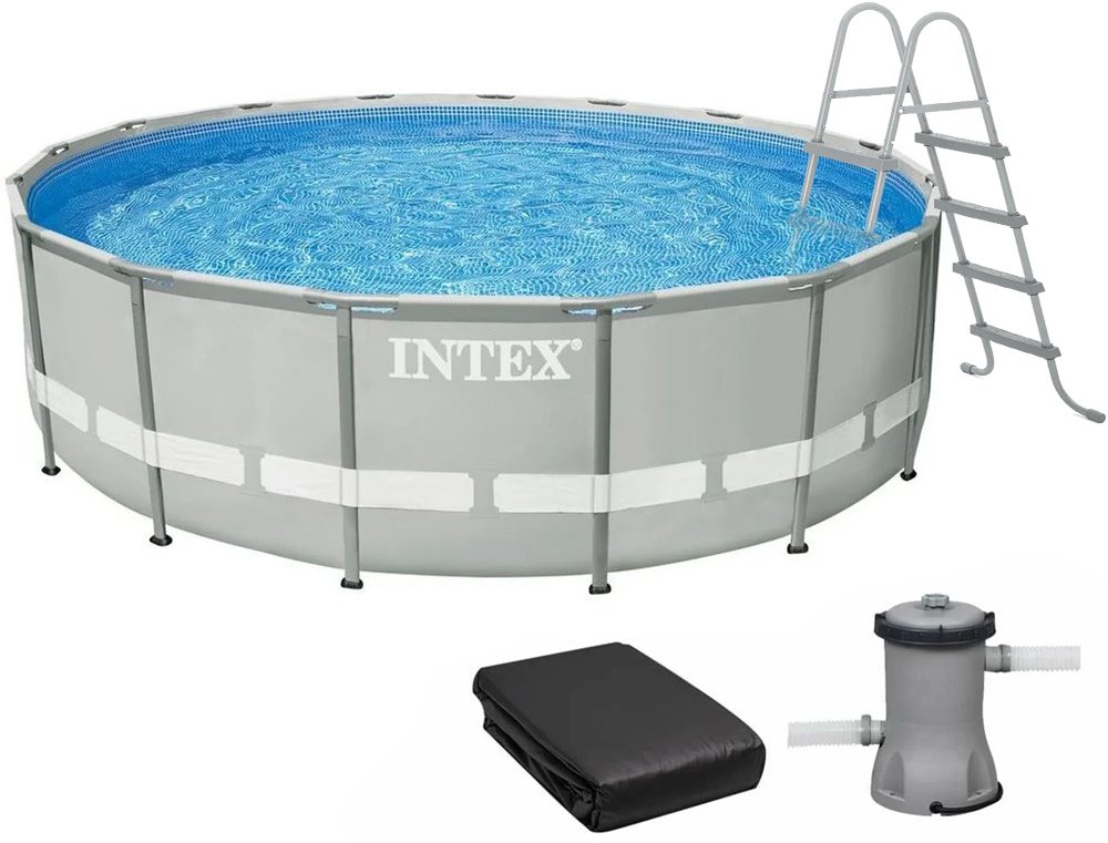 Каркасний басейн Intex 26756 Premium (610х132 см) з картриджним фільтром, драбиною, підкладкою і тентом 1 Каркасний басейн Intex 26756 Premium (610х132 см) з картриджним фільтром, драбиною, підкладкою і тентом