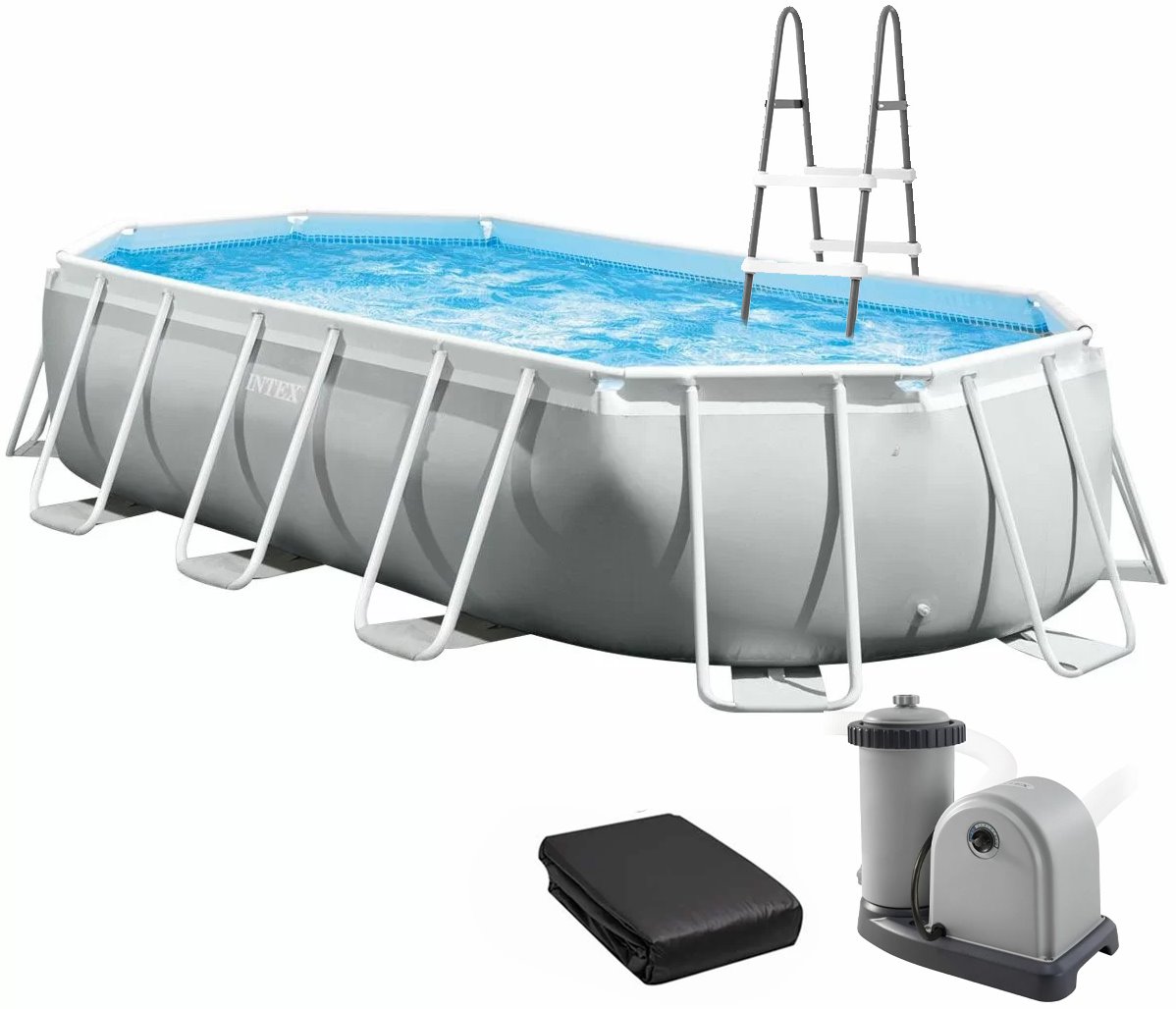 Каркасний басейн Intex 26796 OVAL (503х274х122 см) з картриджним фільтром, драбиною та тентом 1 Каркасний басейн Intex 26796 OVAL (503х274х122 см) з картриджним фільтром, драбиною та тентом