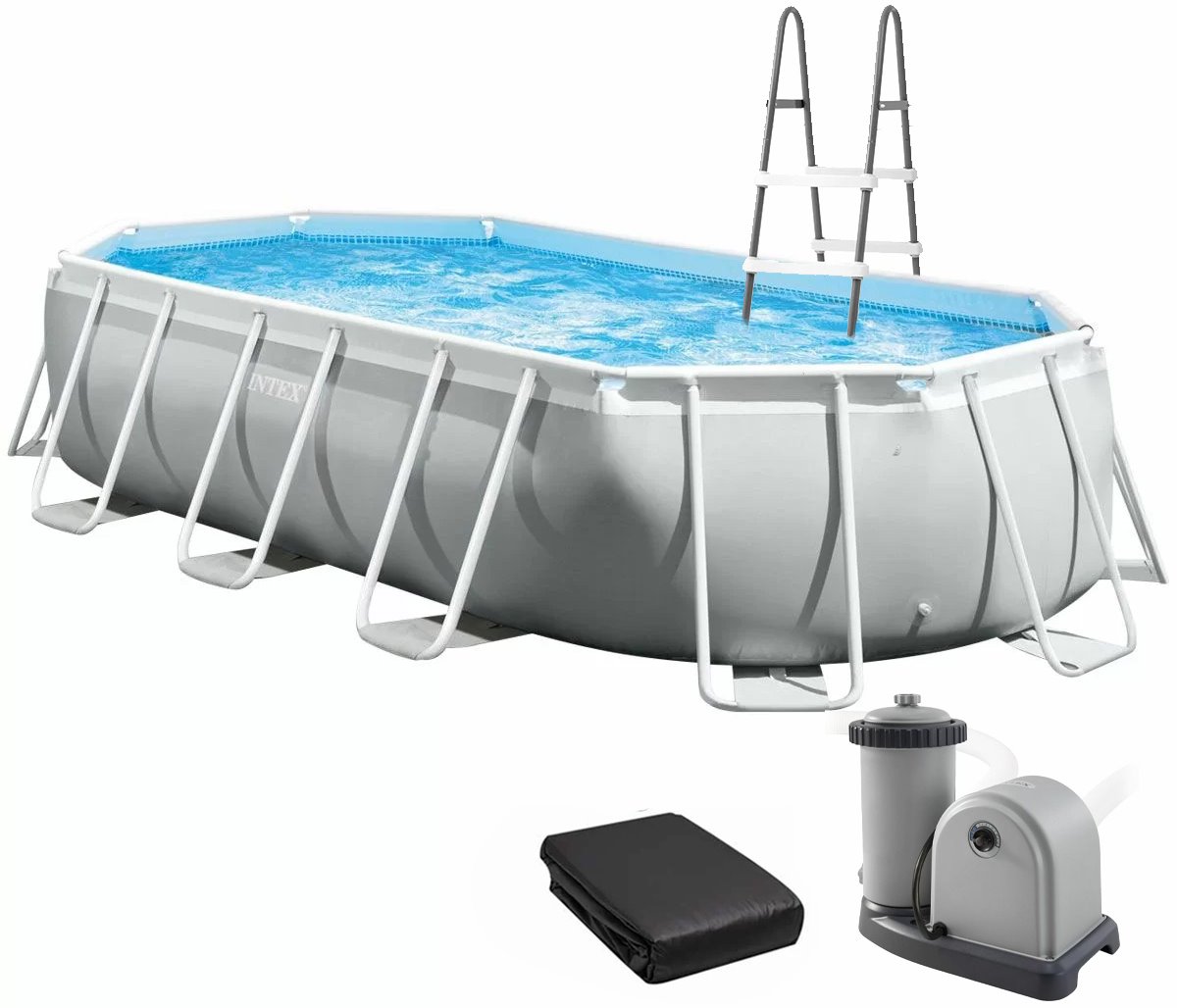 Каркасний басейн Intex 26798 OVAL (610х305х122 см) з картриджним фільтром, драбиною та тентом 1 Каркасний басейн Intex 26798 OVAL (610х305х122 см) з картриджним фільтром, драбиною та тентом