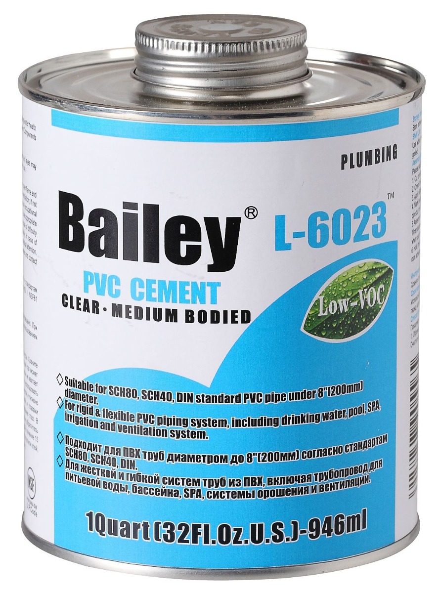 Клей для труб ПВХ Bailey L-6023 946 мл, прозорий 1 Клей для труб ПВХ Bailey L-6023 946 мл, прозорий