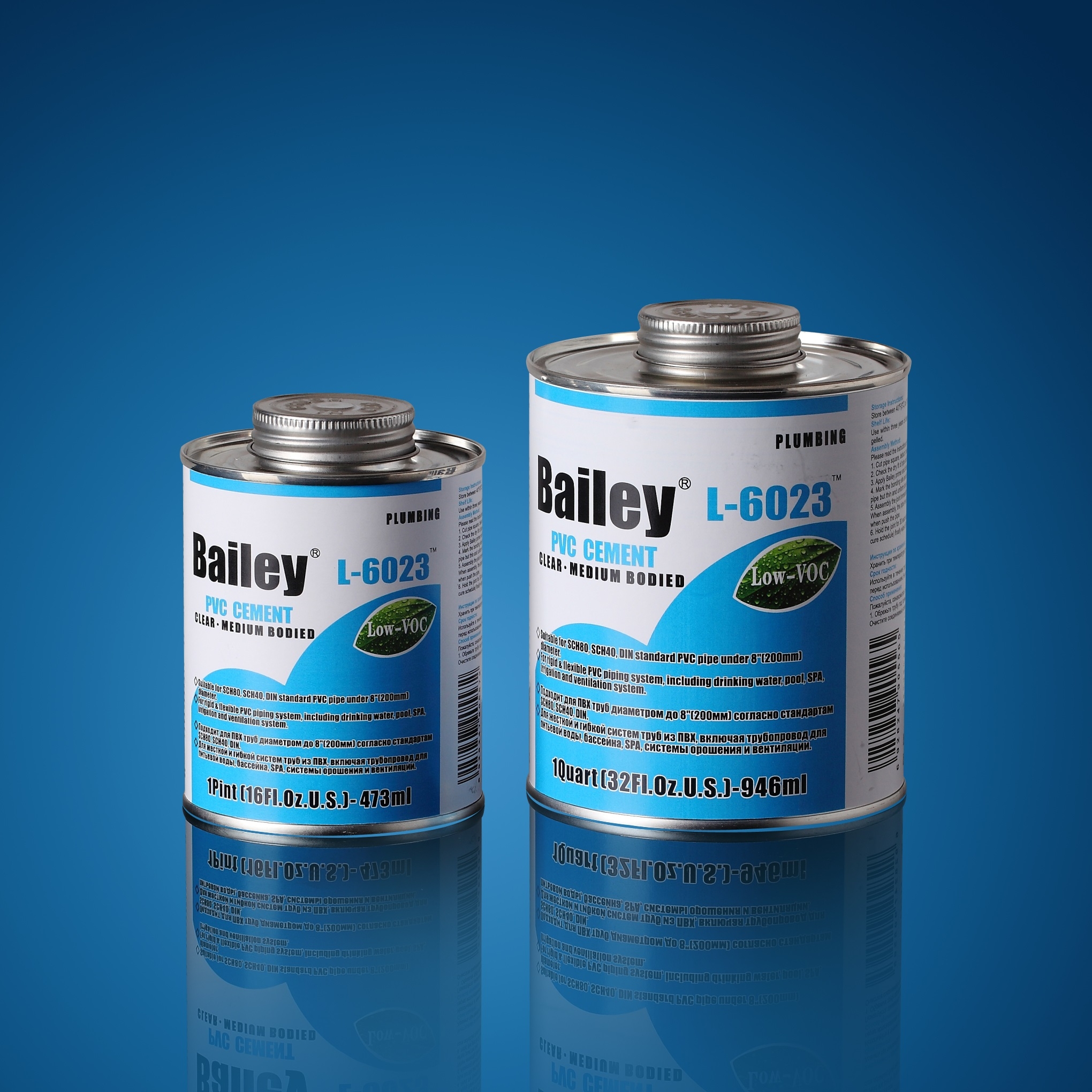 Клей для труб ПВХ Bailey L-6023 237 мл, прозорий 2 Клей для труб ПВХ Bailey L-6023 946 мл, прозорий