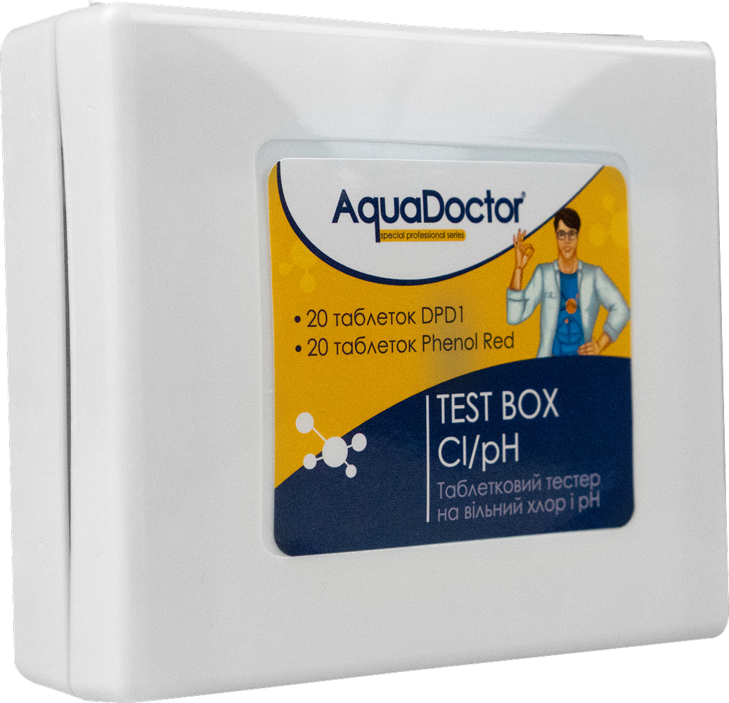 Тестер для басейну AquaDoctor Box таблетковий Cl/pH, 20 тестів 2 Тестер для басейну AquaDoctor Box таблетковий Cl/pH, 20 тестів
