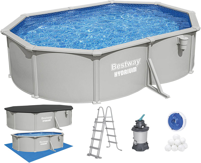 Збірний басейн Bestway Hydrium 56586 (500x360x122) з пісочним фільтром 1 Збірний басейн Bestway Hydrium 56586 (500x360x122) з пісочним фільтром