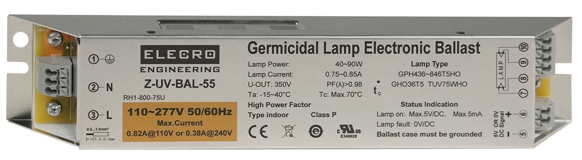 Баласт у зборі Elecro UF-55 Вт (дроти до: ламп, датчика протоку, лічильника годин) до SN134043 1 Баласт у зборі Elecro UF-55 Вт (дроти до: ламп, датчика протоку, лічильника годин) до SN134043
