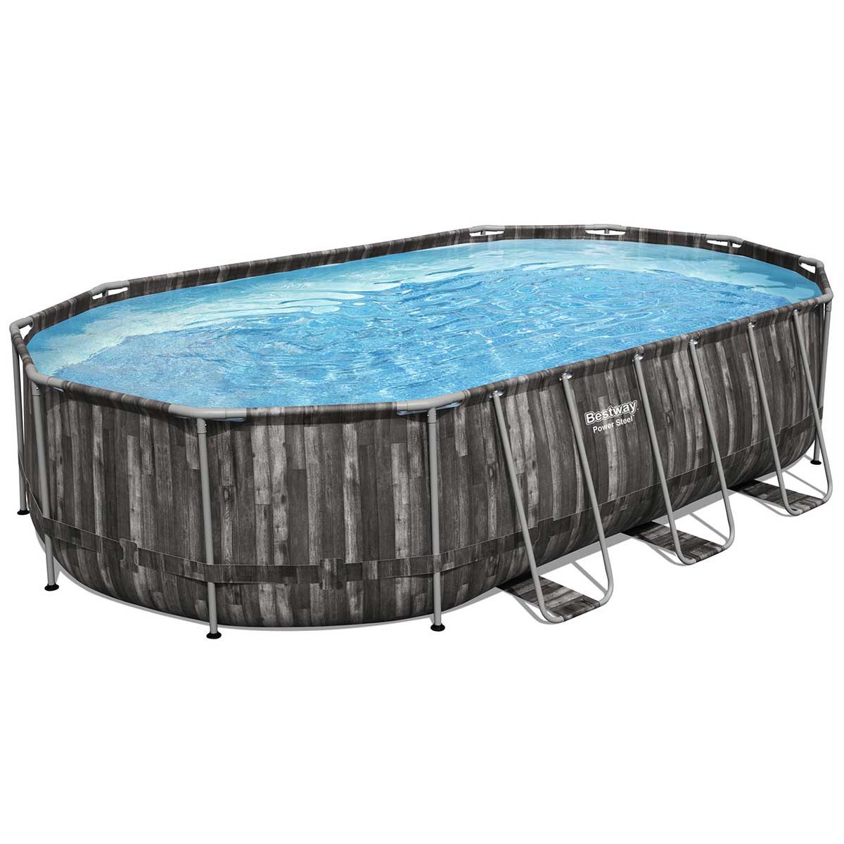 Каркасний басейн Bestway Wood Style 5611R (610х366х122 см) з картриджним фільтром, драбиною та тентом 2 Каркасний басейн Bestway Wood Style 5611R (610х366х122 см) з картриджним фільтром, драбиною та тентом