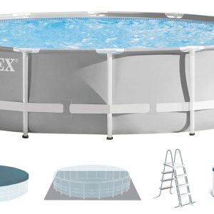Каркасний басейн Intex 26724 (457х107 см) з картриджним фільтром, драбиною та тентом