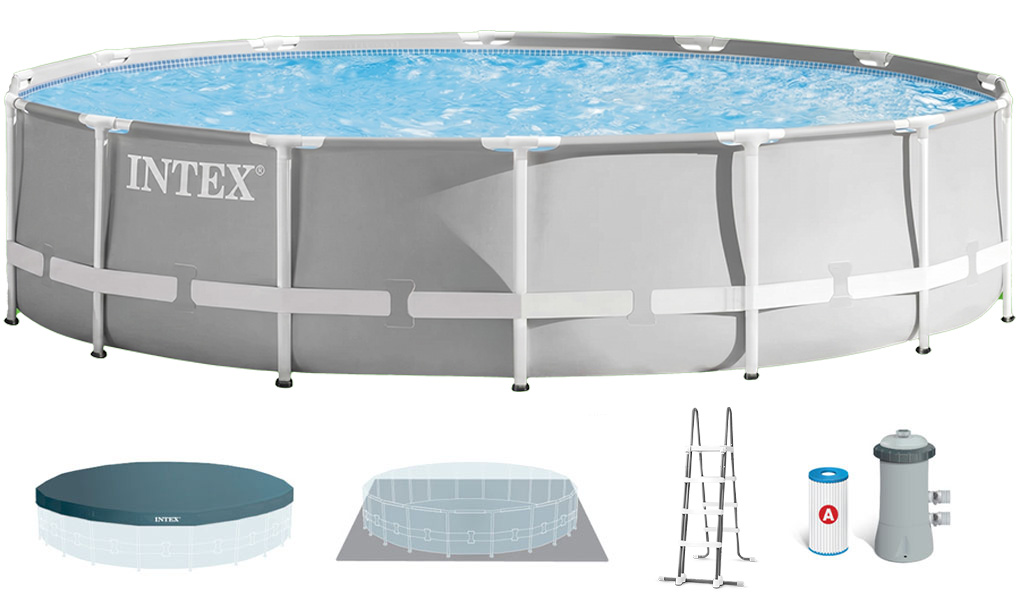 Каркасний басейн Intex 26726 Premium (457х122 см) з картриджним фільтром, драбиною та тентом 1 Каркасний басейн Intex 26726 Premium (457х122 см) з картриджним фільтром, драбиною та тентом