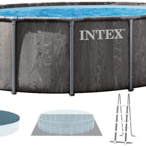 Каркасний басейн Intex 26742 GREYWOOD (457х122 см) з картриджним фільтром, драбиною та тентом