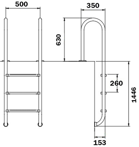 Сходи для басейну Flexinox Muro (5 сходинок), AISI-316L 2 Сходи для басейну Flexinox Muro (5 сходинок), AISI-316L