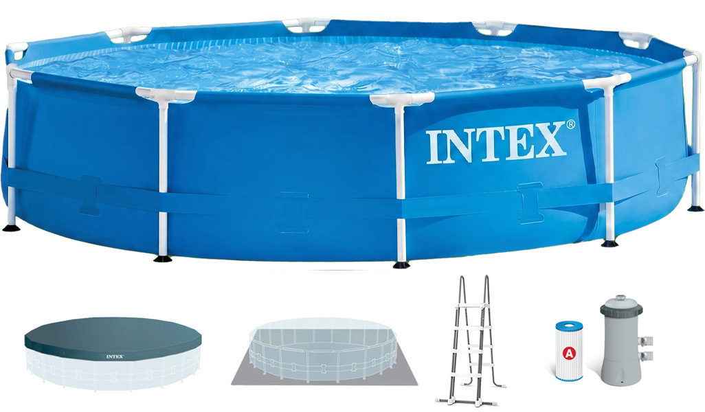 Каркасний басейн Intex 28242 (457х122 см) з картриджним фільтром, драбиною, підкладкою і тентом 1 Каркасний басейн Intex 28242 (457х122 см) з картриджним фільтром, драбиною, підкладкою і тентом