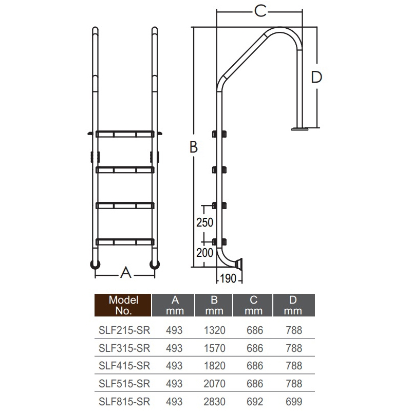 Сходи для басейну Emaux Standard SLF315-SR (3 сходинки), AISI-304 2 Сходи для басейну Emaux Standard SLF315-SR (3 сходинки), AISI-304