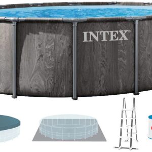 Каркасний басейн Intex 26744 GREYWOOD (549х122 см) з картриджним фільтром, драбиною та тентом