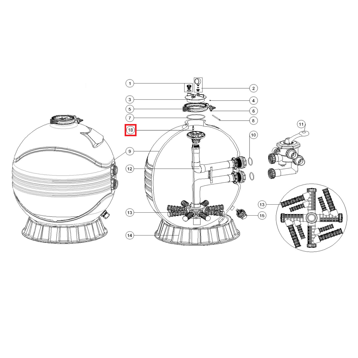 Дифузор для фільтрів Emaux серії MFV27/31/35 (89012612) 1 Дифузор для фільтрів Emaux серії MFV27/31/35 (89012612)