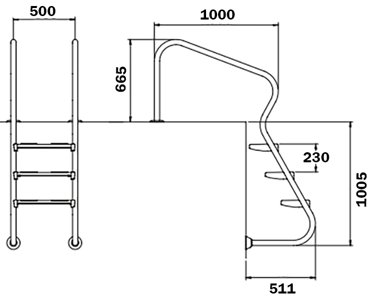 Сходи для басейну Flexinox Easy Access Electropolished (3 сходинки), AISI-316L 2 Сходи для басейну Flexinox Easy Access Electropolished (3 сходинки), AISI-316L
