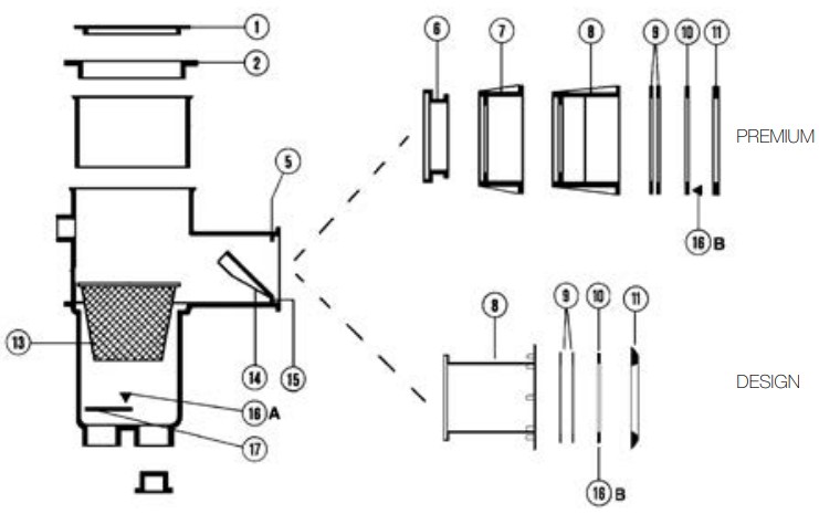 Лицьова декоративна накладка для скімера Hayward Premium Design (SKX3102), широкий забір 2 Лицьова декоративна накладка для скімера Hayward Premium Design (SKX3102), широкий забір
