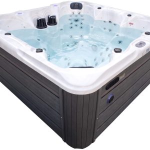 СПА-басейн Aquajoy Maldives (230х230х95 см), сріблясто-білий мармур, з динаміками та LED-підсвічуванням