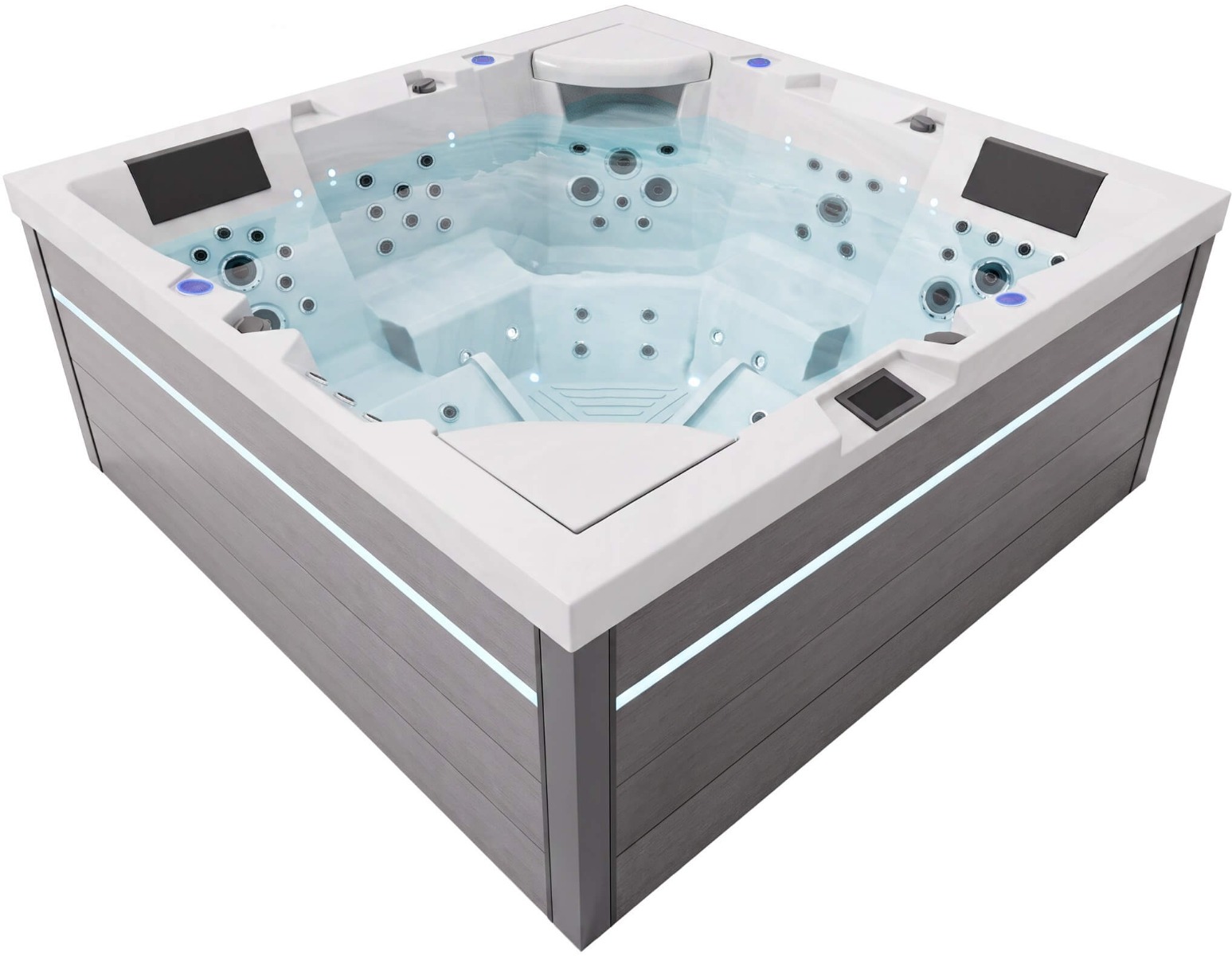 СПА-басейн Aquajoy Monaco (220х220х90 см), Сріблясто-білий мармур, з динаміками та LED-підсвічуванням + Jet LED 1 СПА-басейн Aquajoy Monaco (220х220х90 см), Сріблясто-білий мармур, з динаміками та LED-підсвічуванням + Jet LED