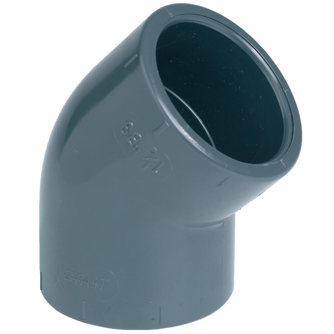 Коліно ПВХ Effast RDRGYD0160 45°, d16 мм 1 Коліно ПВХ Effast RDRGYD2250 45°, d225 мм