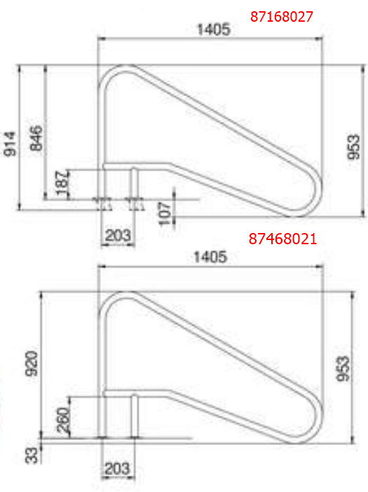 Поручень Flexinox 87468021 для римських сходів FX-02 (1405 мм, фланець, AISI-316L) 2 Поручень Flexinox 87468021 для римських сходів FX-02 (1405 мм, фланець, AISI-316L)