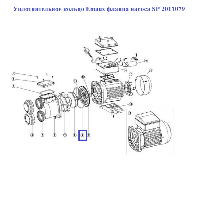 Ущільнювальне кільце Emaux фланця насосу SP 2011079 2 Ущільнювальне кільце Emaux фланця насосу SP 2011079