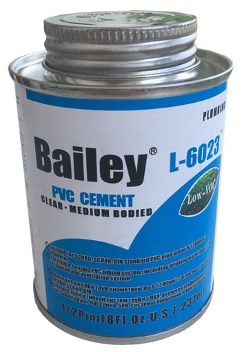 Клей для труб ПВХ Bailey L-6023 237 мл, прозорий 1 Клей для труб ПВХ Bailey L-6023 237 мл, прозорий