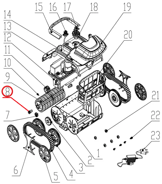 Шестерня роликова до пилососа Wybotics WY200, (roller gear №8/WY200) 1 Шестерня роликова до пилососа Wybotics WY200, (roller gear №8/WY200)