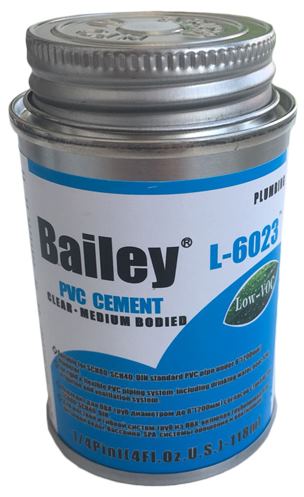 Клей для труб ПВХ Bailey L-6023 118 мл, прозорий 1 Клей для труб ПВХ Bailey L-6023 118 мл, прозорий