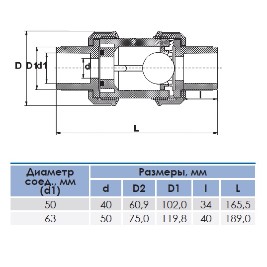 Зворотний клапан шаровий Era d20 мм 2 Зворотний клапан шаровий Era d40 мм