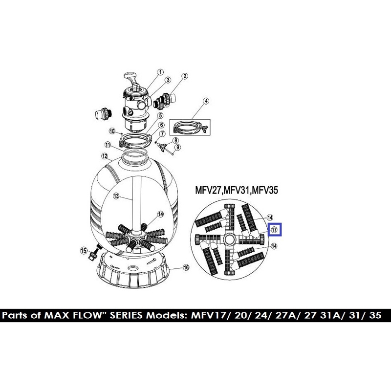 Дюзова коробка для фільтрів Emaux MFV27/31/35 (89012516) 2 Дюзова коробка для фільтрів Emaux MFV27/31/35 (89012516)