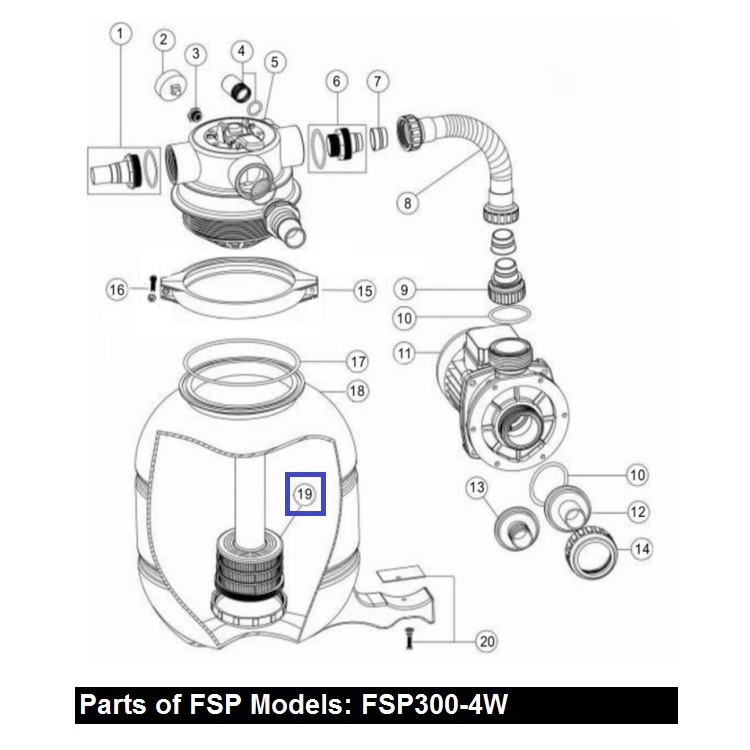 Дюзова коробка з трубою для фільтрів Emaux FSP300 (89030205) 2 Дюзова коробка з трубою для фільтрів Emaux FSP300 (89030205)