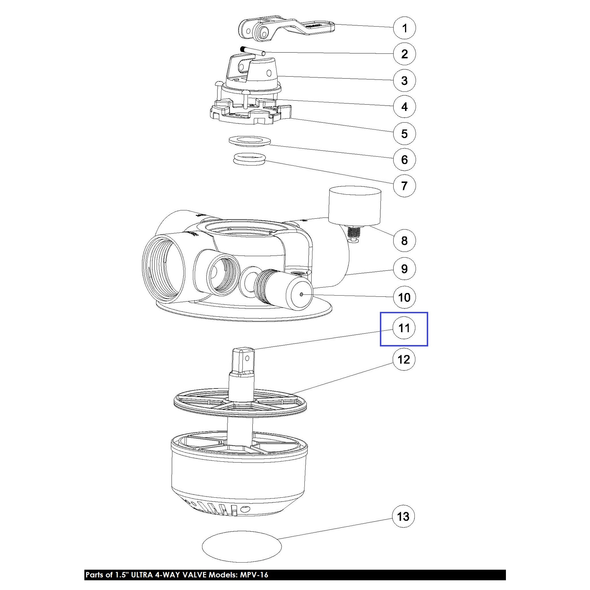 Ротор Emaux для 4-позиційного клапана 1.5" MPV-16 (89281601) 2 Ротор Emaux для 4-позиційного клапана 1.5" MPV-16 (89281601)