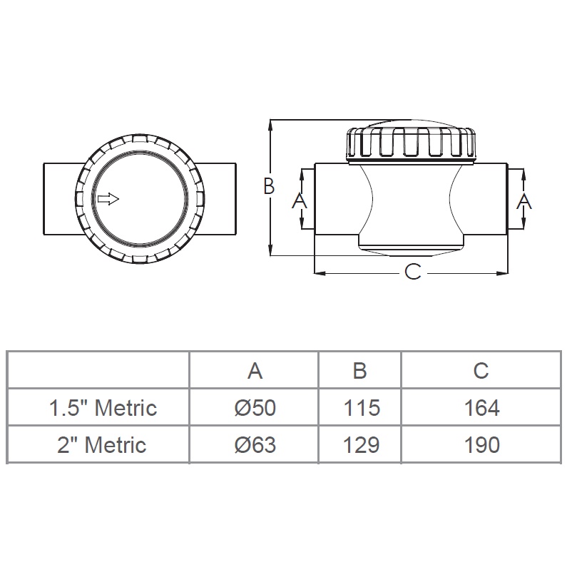 Зворотний клапан Emaux V40-1 (E) 50 мм 2 Зворотний клапан Emaux V50-1 (E) 63 мм