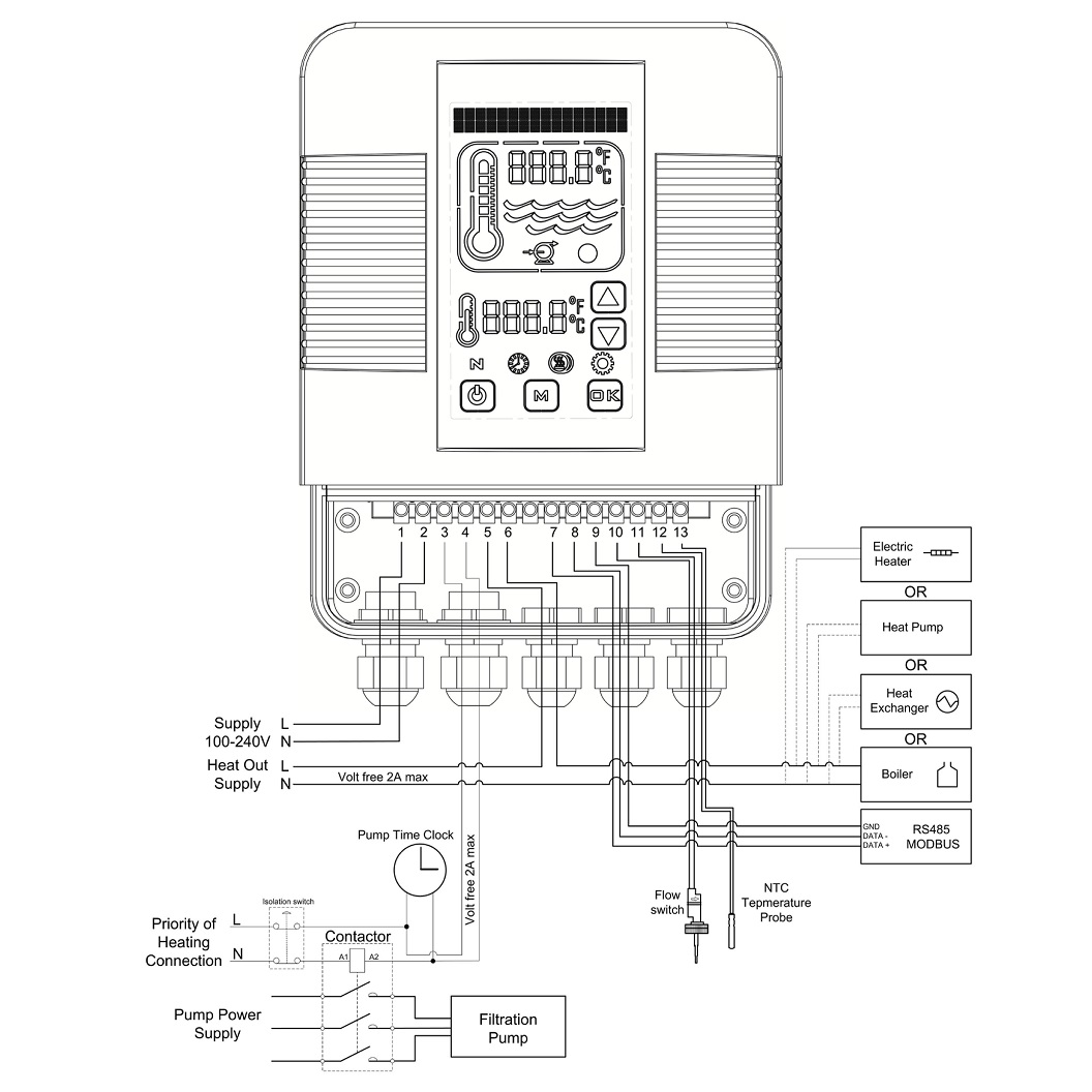 Цифровий контролер Elecro Heatsmart Plus теплообмінника G2/SST + датчик протоку та температури, керування через Wi-Fi 2 Цифровий контролер Elecro Heatsmart Plus теплообмінника G2/SST + датчик протоку та температури, керування через Wi-Fi