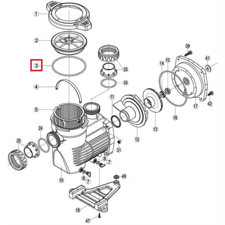 Ущільнююче кільце кришки префільтра насоса Hayward K-FLO (RPUM0003.09R) 2 Ущільнююче кільце кришки префільтра насоса Hayward K-FLO (RPUM0003.09R)