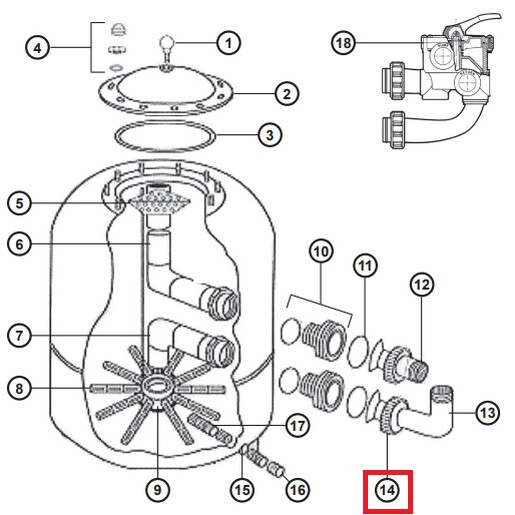 Гайка муфти Hayward NCX2312058 для фільтрів серії NC (D 500-600) 2 Гайка муфти Hayward NCX2312058 для фільтрів серії NC (D 500-600)